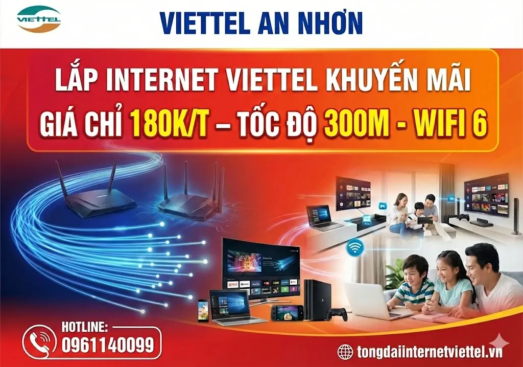 Lắp internet Viettel An Nhơn G&ograve; Vấp