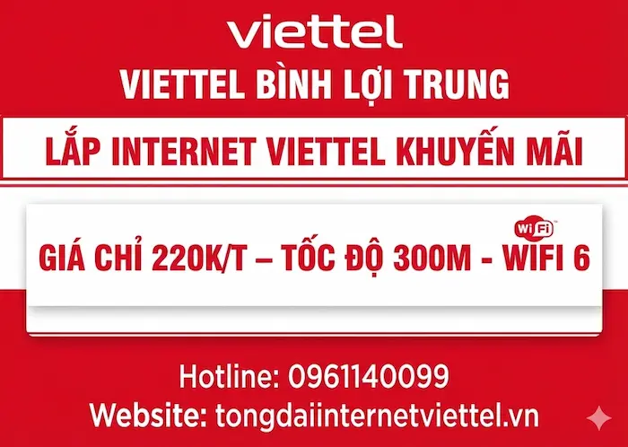 lắp mạng internet viettel b&igrave;nh lợi trung