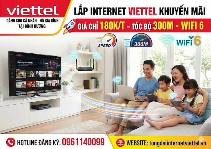 lắp internet viettel b&igrave;nh dương cho gia đ&igrave;nh