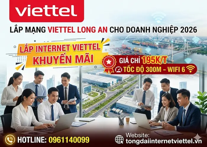 lắp c&aacute;p quang viettel doanh nghiệp long an