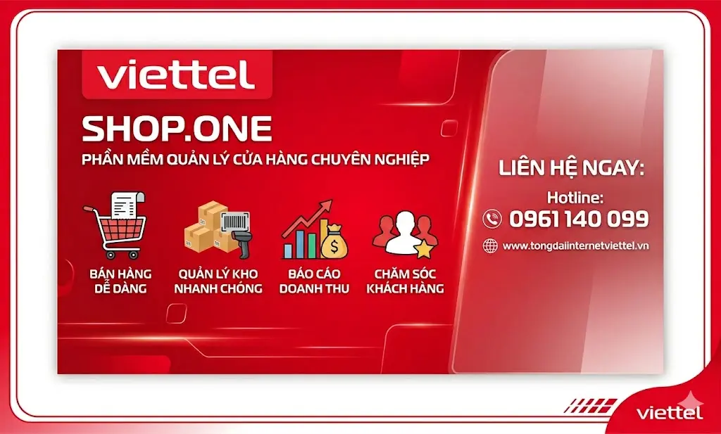 Phần mềm Quản l&yacute; cửa h&agrave;ng Shop.One Viettel