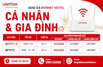 Gói Cước Internet Viettel Cho Cá Nhân & Hộ Gia Đình Mới Nhất 2026